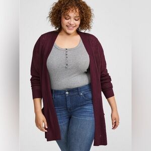 Torrid Pointelle Longline Cardigan Sweater